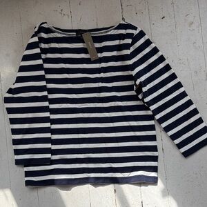 Navy and White Striped Boatneck Top